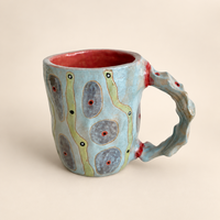 FLOW Abstract Ceramic Mug — Aqua & Lime