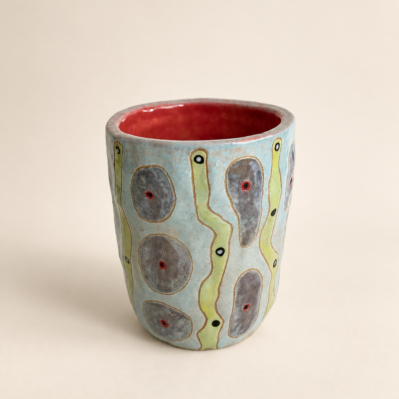 FLOW Abstract Ceramic Mug — Aqua & Lime