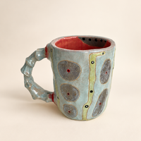 FLOW Abstract Ceramic Mug — Aqua & Lime