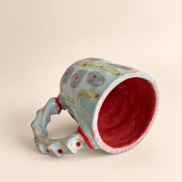 FLOW Abstract Ceramic Mug — Aqua & Lime