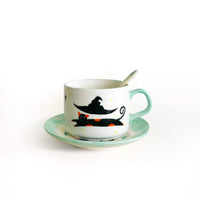 Curious Black Cat Witch Hat Cup & Saucer Set – by Mili Studio
