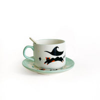 Curious Black Cat Witch Hat Cup & Saucer Set – by Mili Studio