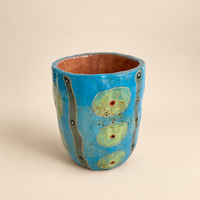 FLOW Abstract Ceramic Mug — Electric Blue & Mint