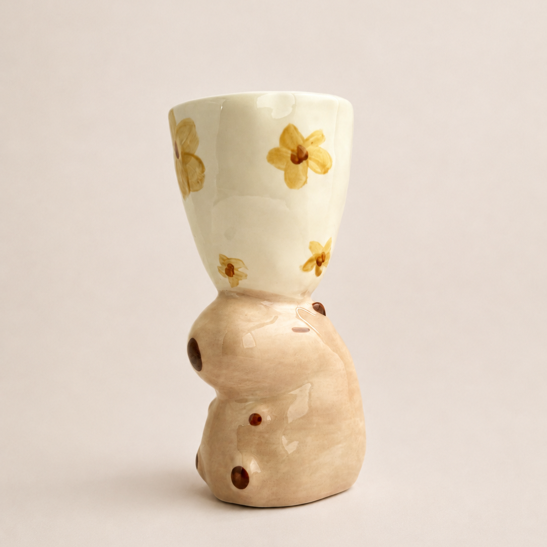 Little Flower Capybara Ceramic Goblet Cup