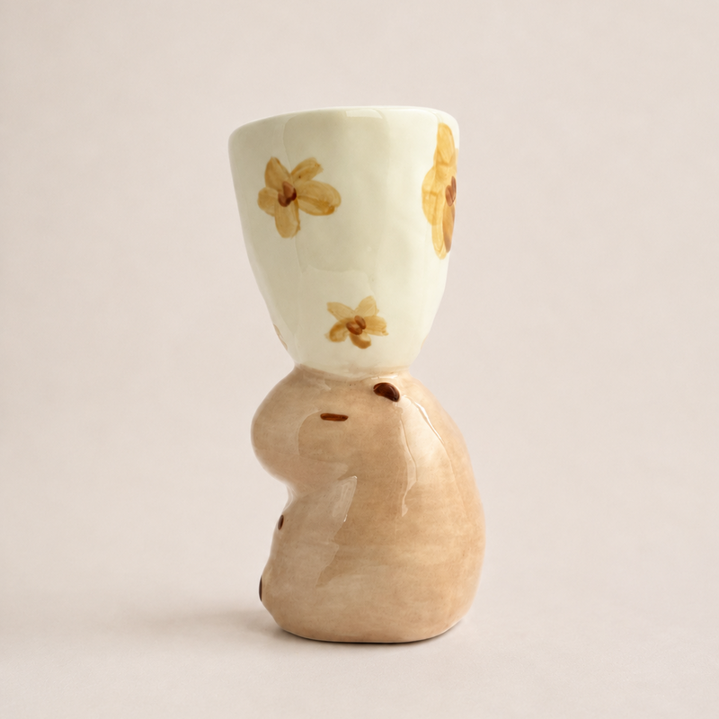 Little Flower Capybara Ceramic Goblet Cup