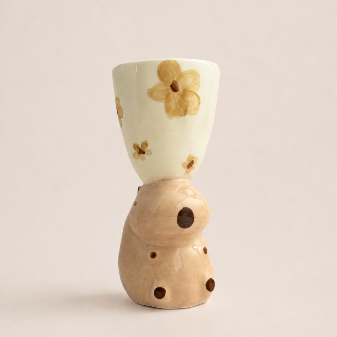 Little Flower Capybara Ceramic Goblet Cup