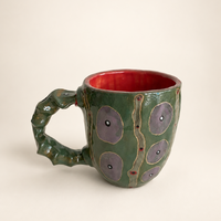 FLOW Abstract Ceramic Mug — Forest Green & Plum
