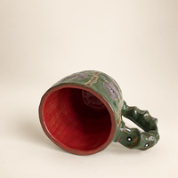 FLOW Abstract Ceramic Mug — Forest Green & Plum