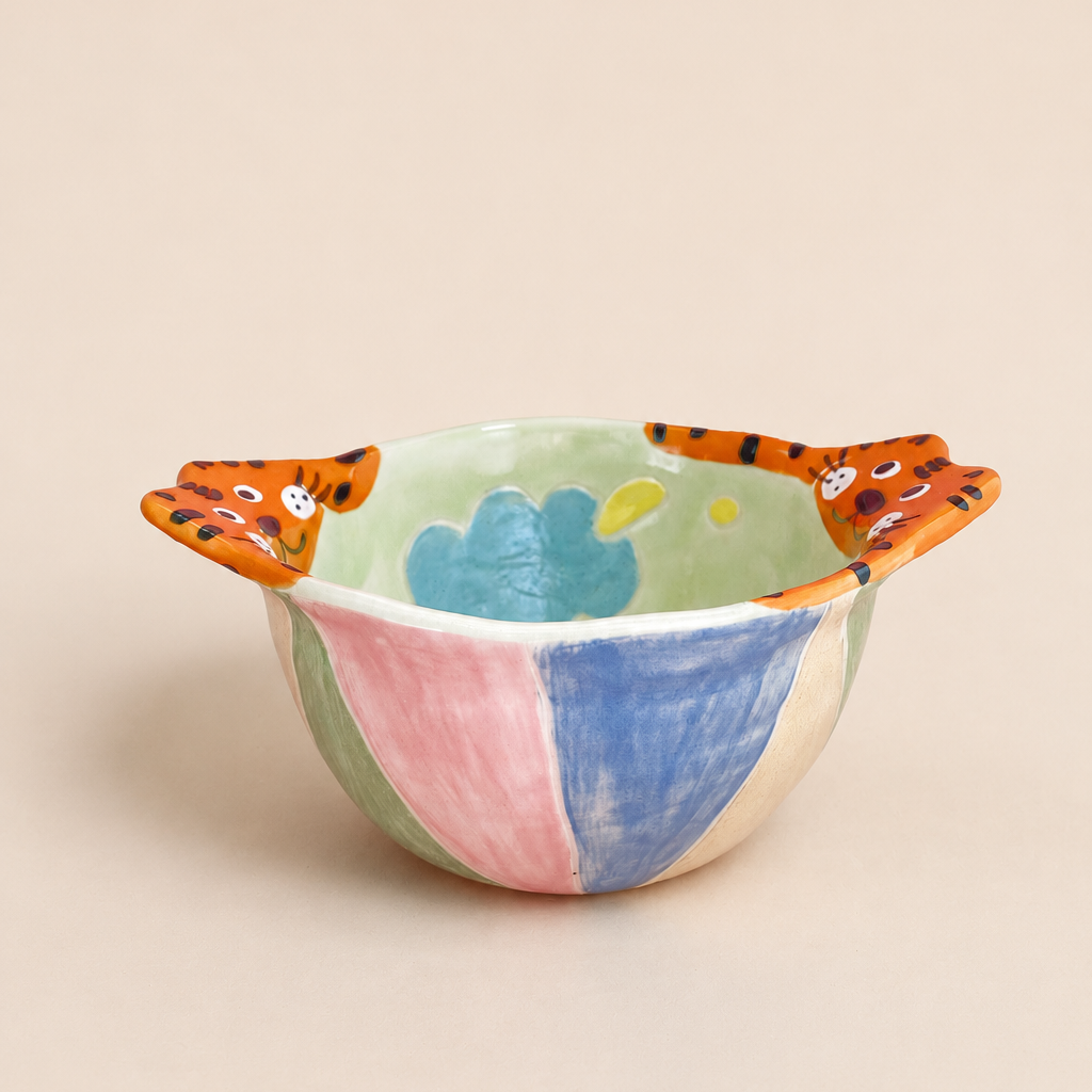 Peekaboo Tiger Ceramic Bowl