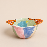Peekaboo Tiger Ceramic Bowl