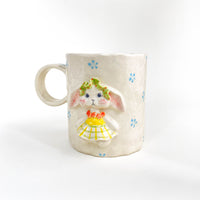 Spring Bunny Floral Ceramic Mug