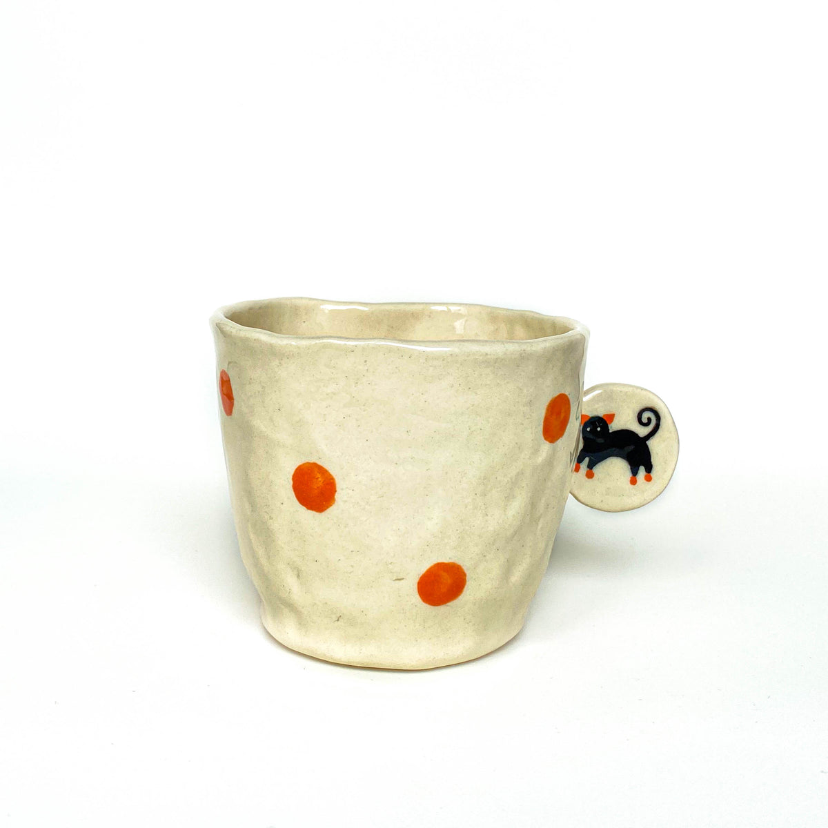 Black Cat Polka Dot Ceramic Mug