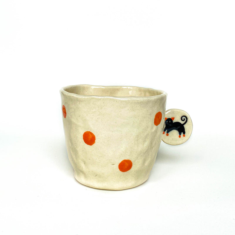 Black Cat Polka Dot Ceramic Mug