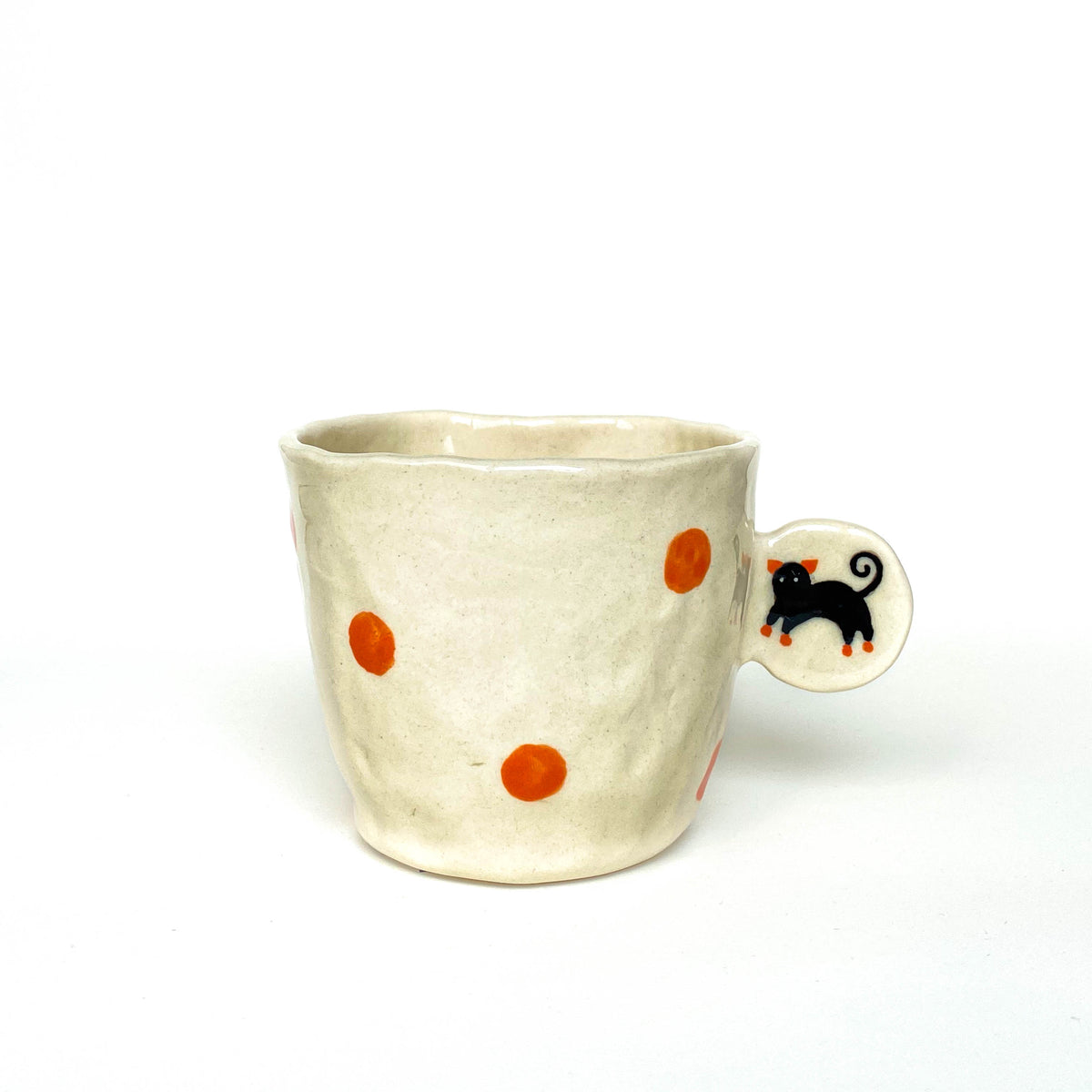 Black Cat Polka Dot Ceramic Mug