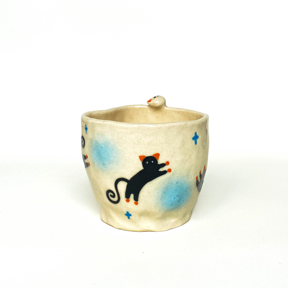 Black Cat Silhouette Rim Ceramic Cup