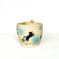 Black Cat Silhouette Rim Ceramic Cup