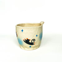 Black Cat Silhouette Rim Ceramic Cup