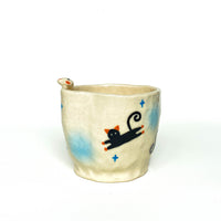 Black Cat Silhouette Rim Ceramic Cup