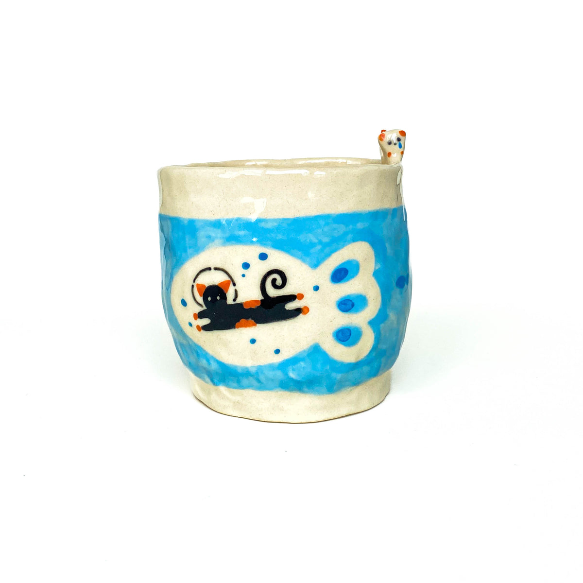 Black Cat Fish Rim Ceramic Cup