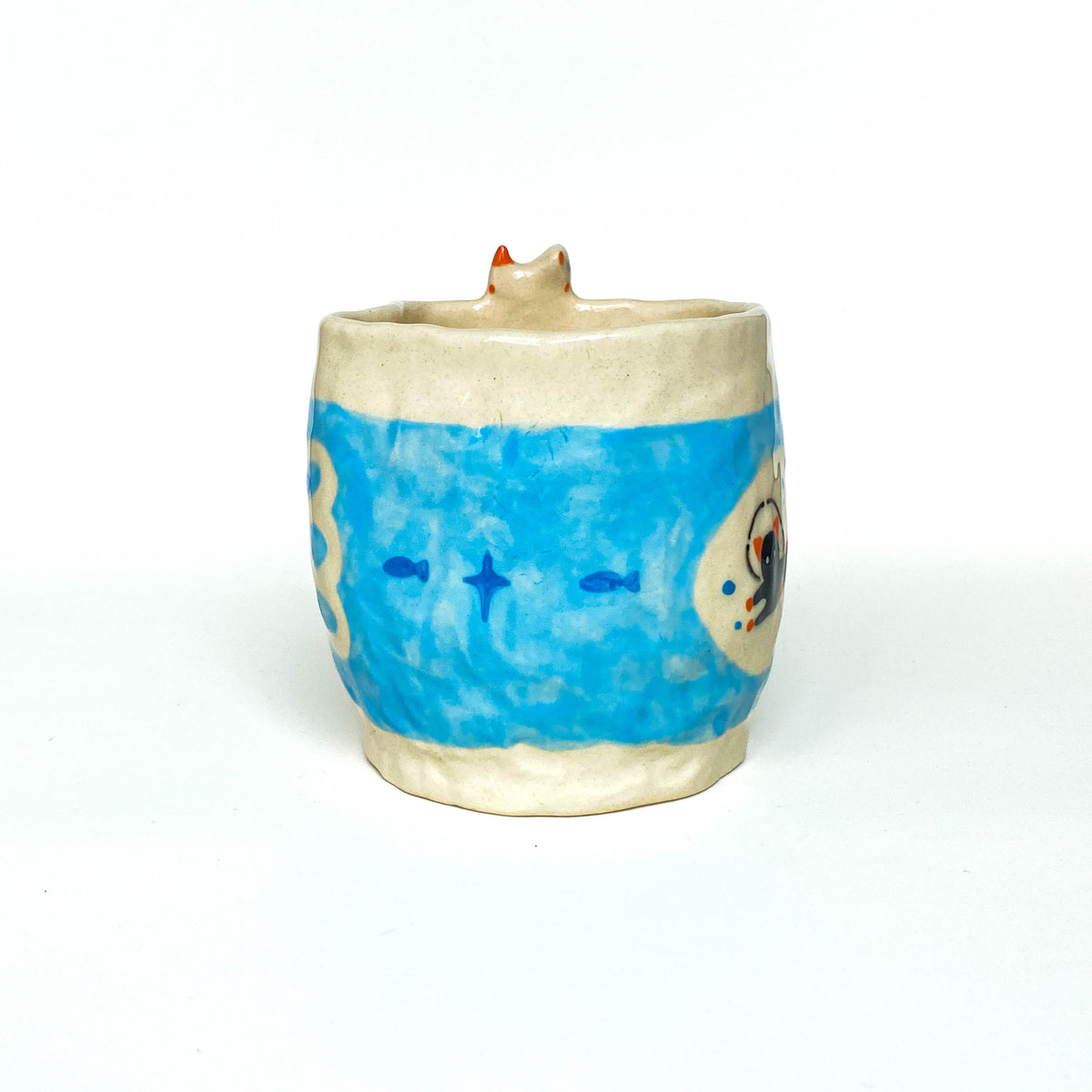 Black Cat Fish Rim Ceramic Cup