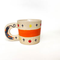 Orange Band Cat Handle Ceramic Mug