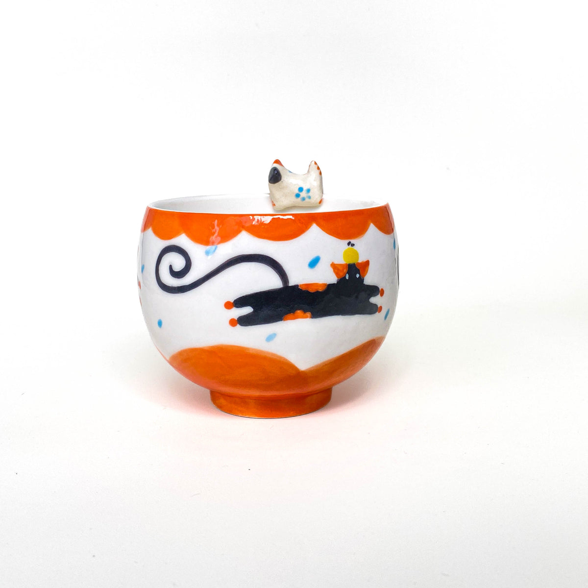 Sculpted Rim Cat Ceramic Cup – 4 Colours