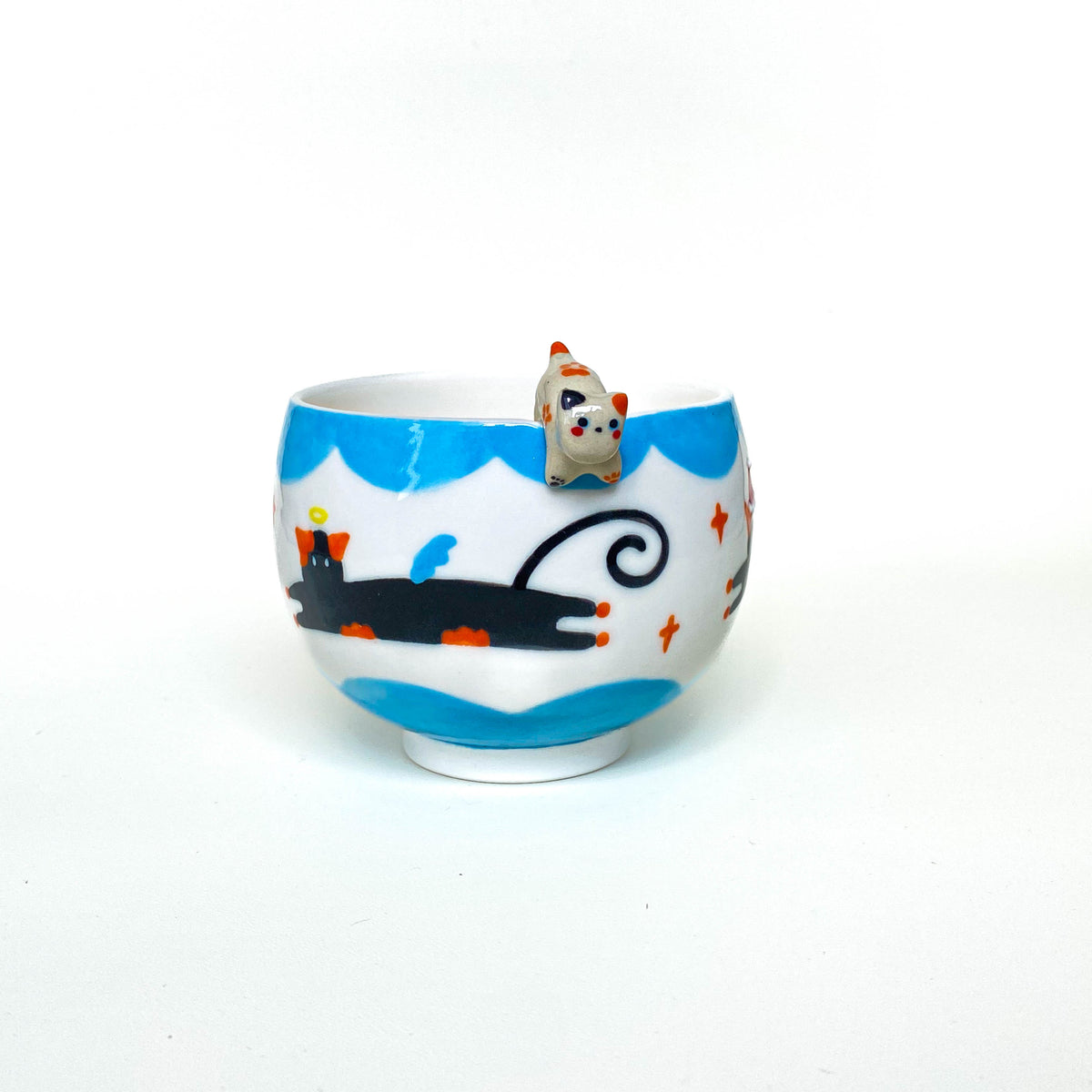 Sculpted Rim Cat Ceramic Cup – 4 Colours