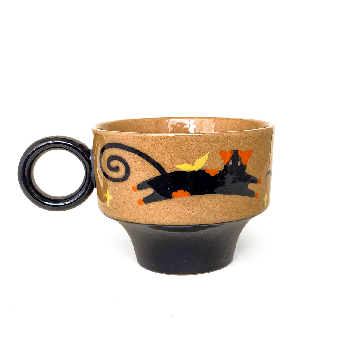 Flying Cat Pedestal Ceramic Cup