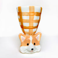 Corgi Plaid Goblet Ceramic Cup