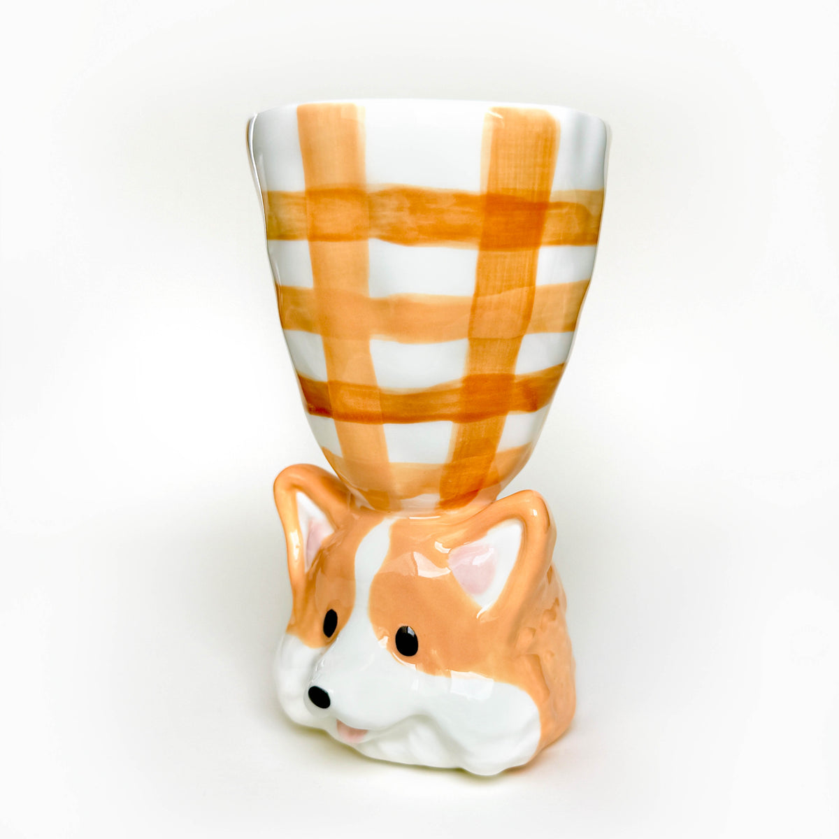 Corgi Plaid Goblet Ceramic Cup