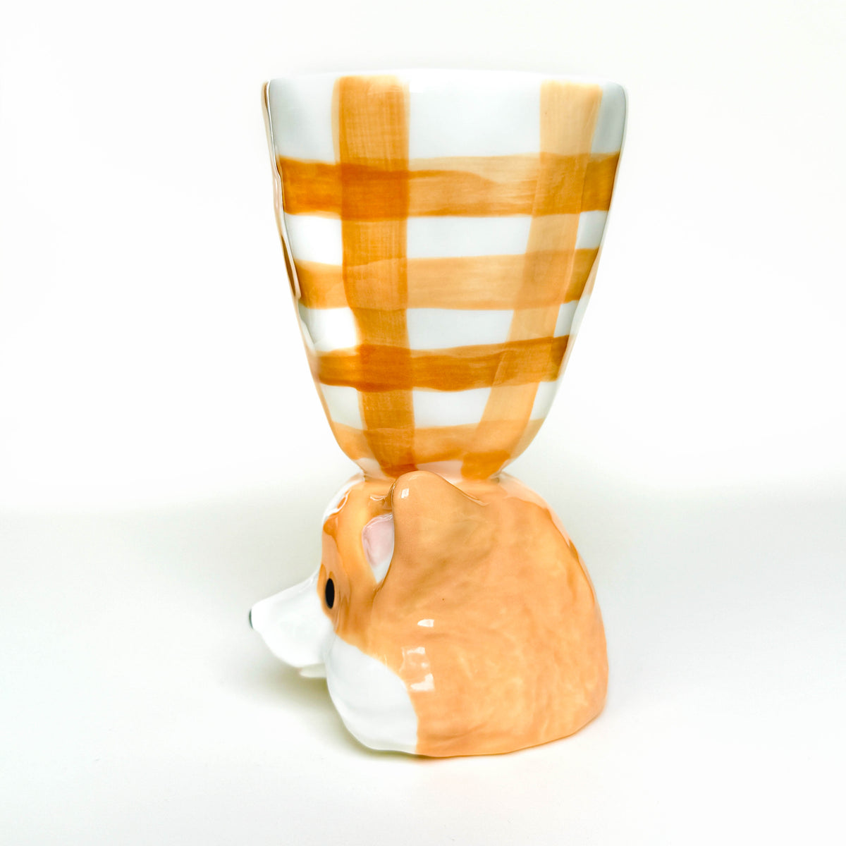 Corgi Plaid Goblet Ceramic Cup