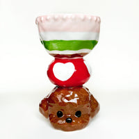 Poodle Dessert Goblet Ceramic Cup – Blue / Green