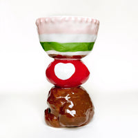 Poodle Dessert Goblet Ceramic Cup – Blue / Green