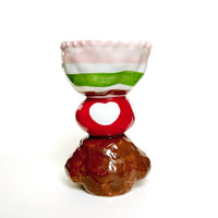 Poodle Dessert Goblet Ceramic Cup – Blue / Green
