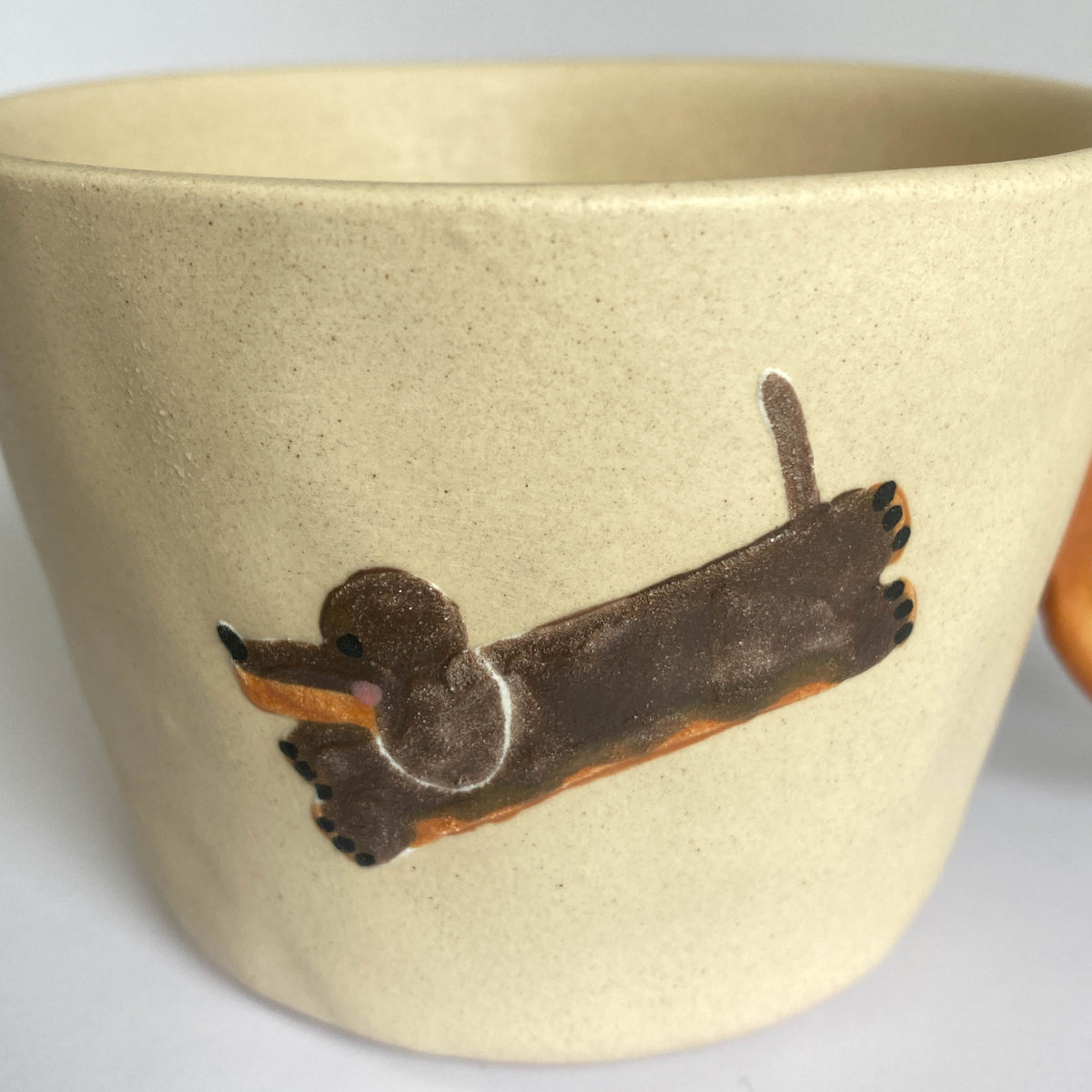 Sausage Dog Pretzel Handle Ceramic Mug