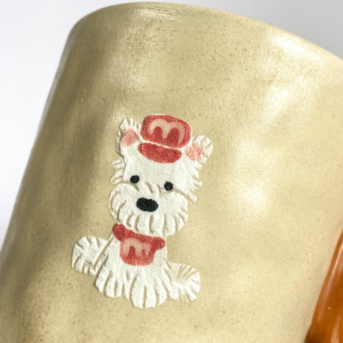 Westie Pretzel Handle Ceramic Mug