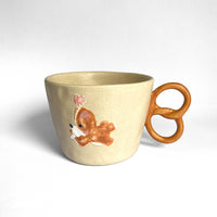 Corgi Ribbon Pretzel Handle Ceramic Mug