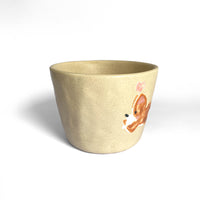 Corgi Ribbon Pretzel Handle Ceramic Mug