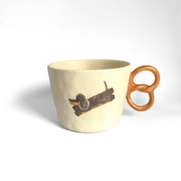 Sausage Dog Pretzel Handle Ceramic Mug