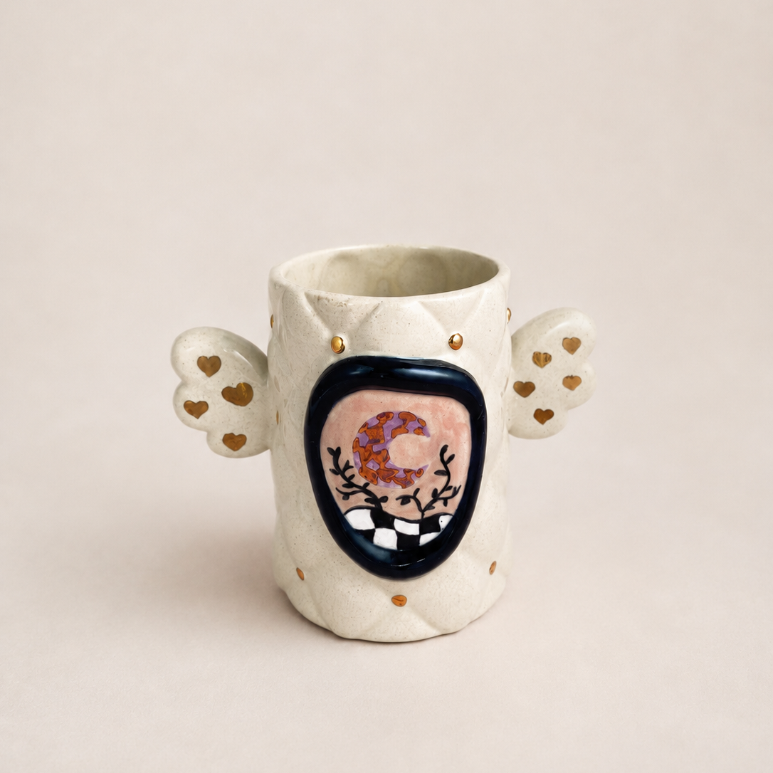 Surreal Moon Portrait Ceramic Cup