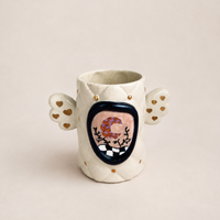 Surreal Moon Portrait Ceramic Cup