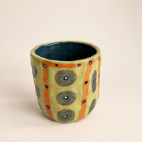 FLOW Abstract Ceramic Mug — Olive & Orange