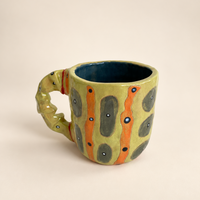 FLOW Abstract Ceramic Mug — Olive & Orange