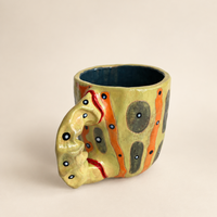 FLOW Abstract Ceramic Mug — Olive & Orange